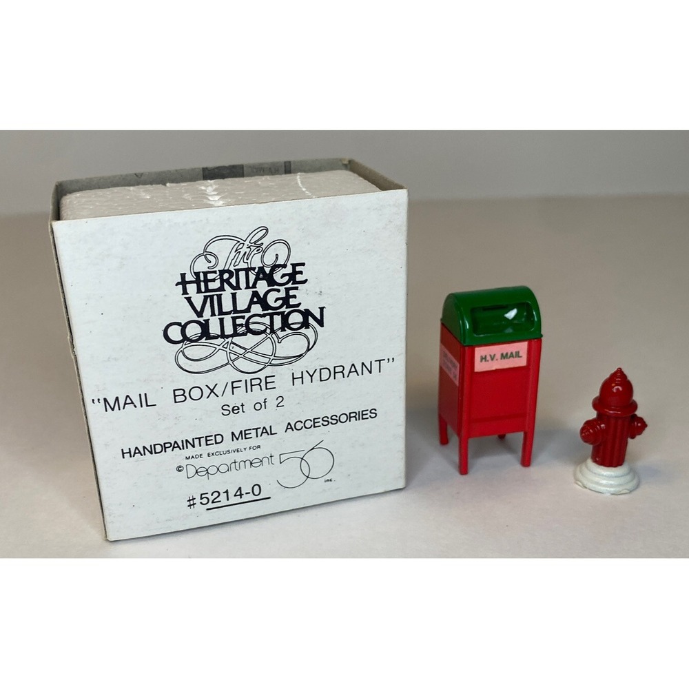 DEPT 56 MAIL BOX & FIRE HYDRANT ACCESSORY HERITAGE DICKENS SNOW VILLAGE 5214-0